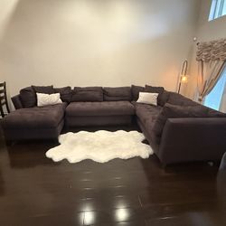 Black suede couch