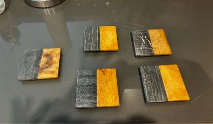 Threshold Wood and Slate Coasters - Set of 5