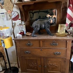 Antique Dark Oak Hutch A Musty