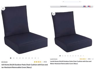 NEW WAYFAIR 24x24 Outdoor Patio Chair Cushion/Sun and Water-Resistant Removable Cover (SET OF 2)