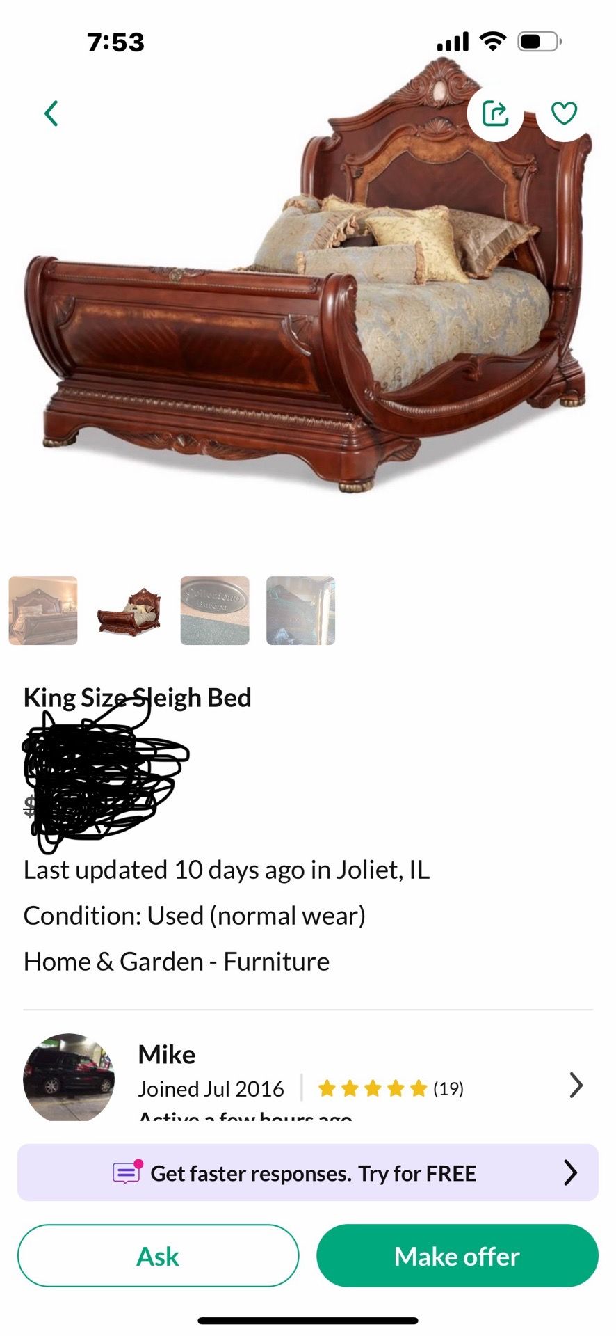 Huge king sized bed