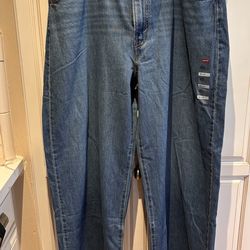 NWT Levi's Cinch High-Rise Loose Through Hip Thighs Straight Leg waist snaps 34x31 very wide leg
