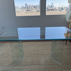 Elegant beveled glass top dining table 