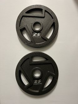 Pair of Cast Iron Plate Weight Plate for Strength Training, Weightlifting and Crossfit, Olympic 2-Inch holes