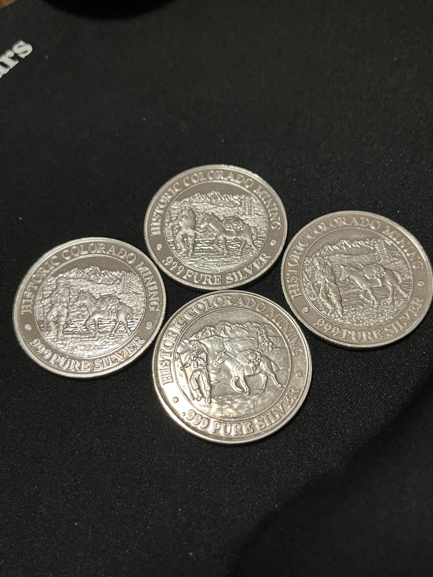 SCRAP PRICE FOR 4 SILVER Rounds COINS - .9999 - 4oz  Total UNC COLORADO MINING CO. Historic Wildlife Series Limited Edition! 