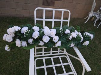 White Rose Monstera Leaf Flower Garland