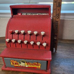 Vintage 1952 TIN TOY Tom Thumb Metal Cash Register