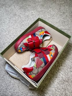 Gucci Kids GG Supreme Mushroom Print Sneakers EU 22 / US 5.5-6