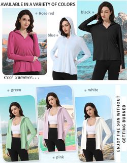 Women's UPF 50+ Sun Protection Jacket Spf UV Clothing With zipped pockets,Mask style sunscreen stand