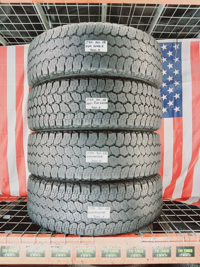 ⭐️ LT275/70R18 GOODYEAR WRANGLER PRO GRADE 275/70R18 TRUCK TIRES 275 70 18 PRE-OWNED USED TIRES