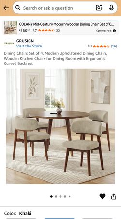 New in Box Dining Chairs Set of 6 – Khaki