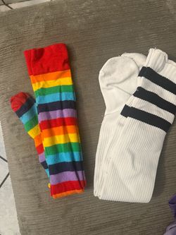 Halloween socks for referee and rainbow