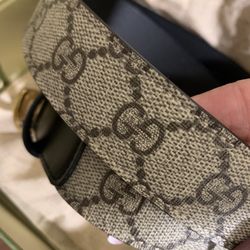 Gucci Thin belt with Double G buckle Marmont Supreme Canvas 