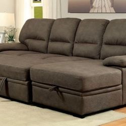 Brand New Brown Sectional Sofa Storage Sleeper