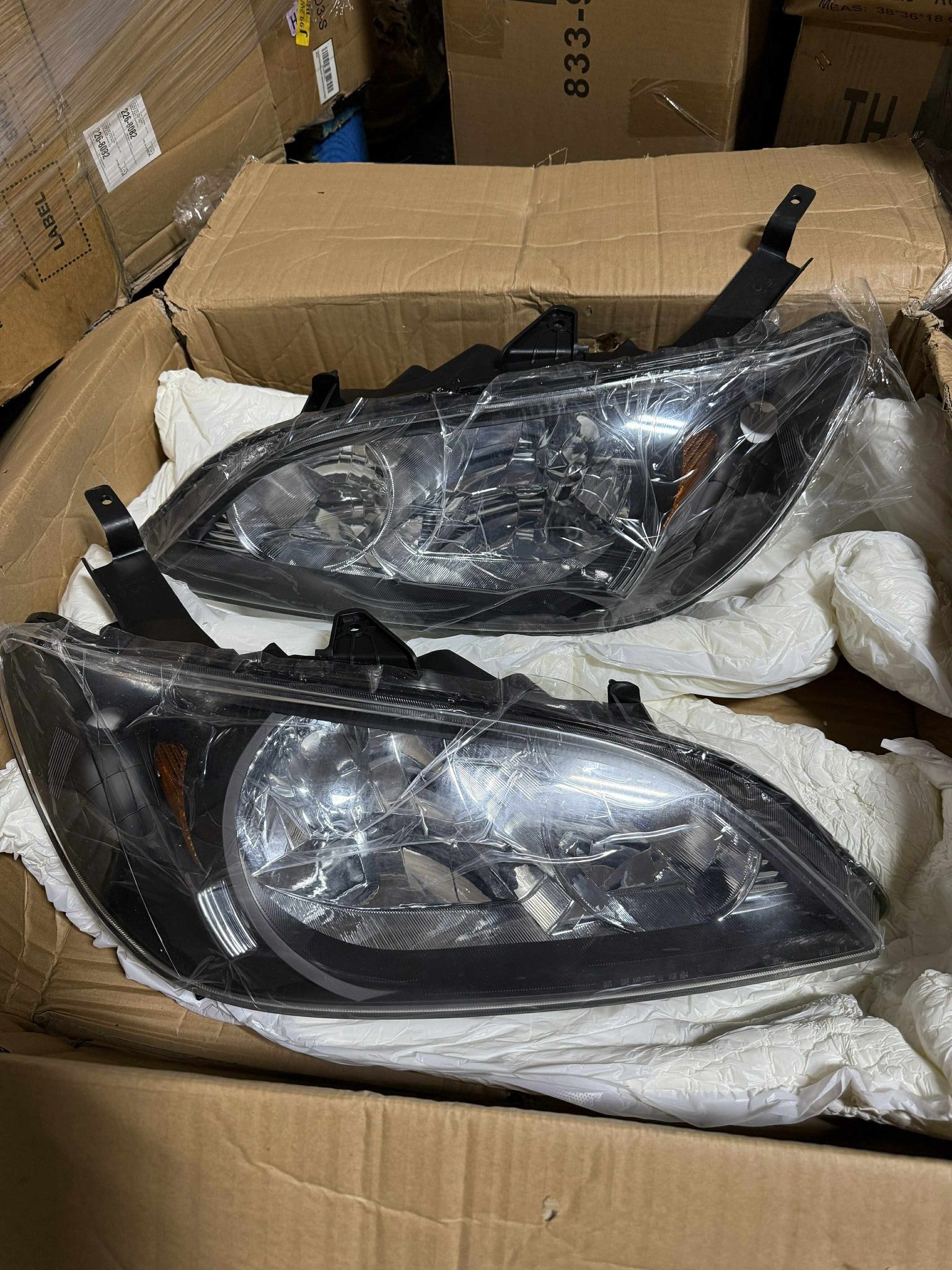 DNA MOTORING HL-OH-HC04-BK-AM Pair of Headlights Compatible with 04-05 Civic 2Dr 4Dr,Black Housing Amber Corner   Hl-civ04.AMBK