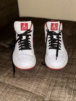 Men's Nike Air Jordan 1 Mid Retro White Gym Red Size 10 (554724-103)
