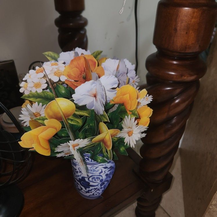 New Pop Up Bouquet Card With NOTE Mothers Days Birthday