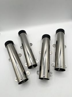 Side Mount Fishing Rod Holders with Brackets, Stainless Steel, (4 Pieces)