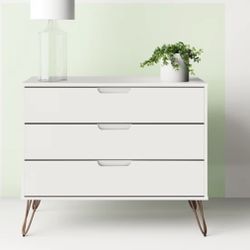 Brand New In Box Off White Lacquered Three Drawer Dresser