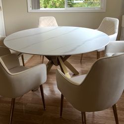 Dining Chairs White And Gold Like New $150