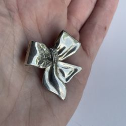 Sterling Silver Bow tie Brooch Pin 