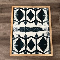 Set Of 2 Framed Fabric Wall Art- Modern Geometric Pattern