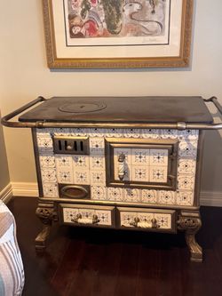 Antique European Tile Wood Burning Stove