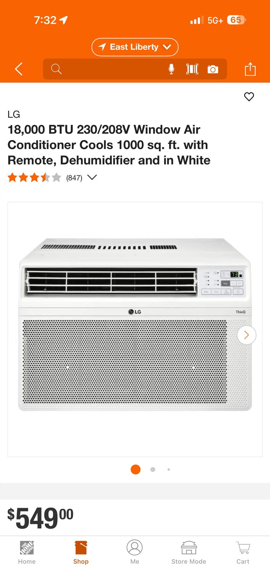 18,000 BTU Window Air conditioner 1000 sq.ft.