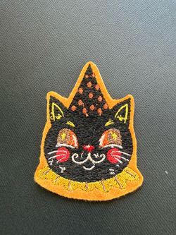 Vintage Style Halloween Embroidered Cat Patch