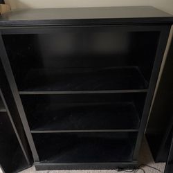 Black Three Shelf Cabinet. 45 3/8 Tall By 32 Wide. 