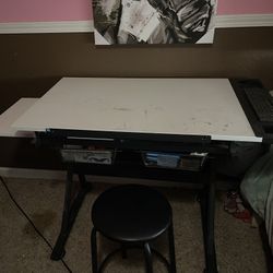 Art Desk + Adjustable Bar Stool