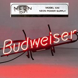 Vintage Budweiser Neon Sign Neon Tech 23"x7.5" USA Made Classic Bar Light 1980s