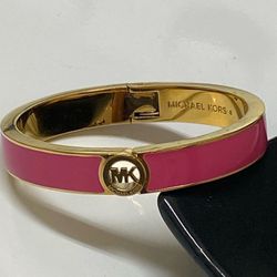 Michael Kors Magenta ( Hot Pink ) & Gold Enamel Bangle Bracelet
