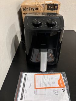 OSTBA 2.5QT Small Air Fryer for 1–2 People, Compact Mini Air Fryer with Dual Knob Temperature & Timer Controls, 6 Cooking Guides, Space-Saving Design,