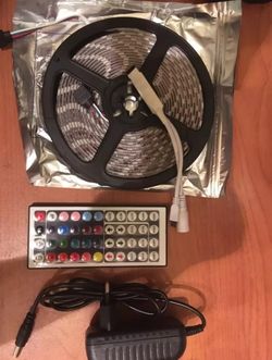 16.4 feet RGB LED Strip Light 5050 SMD Diode RGB Tape Waterproof Flexible LED Ribbon 30D/M With Remote Controller + DC12V Power Adapter