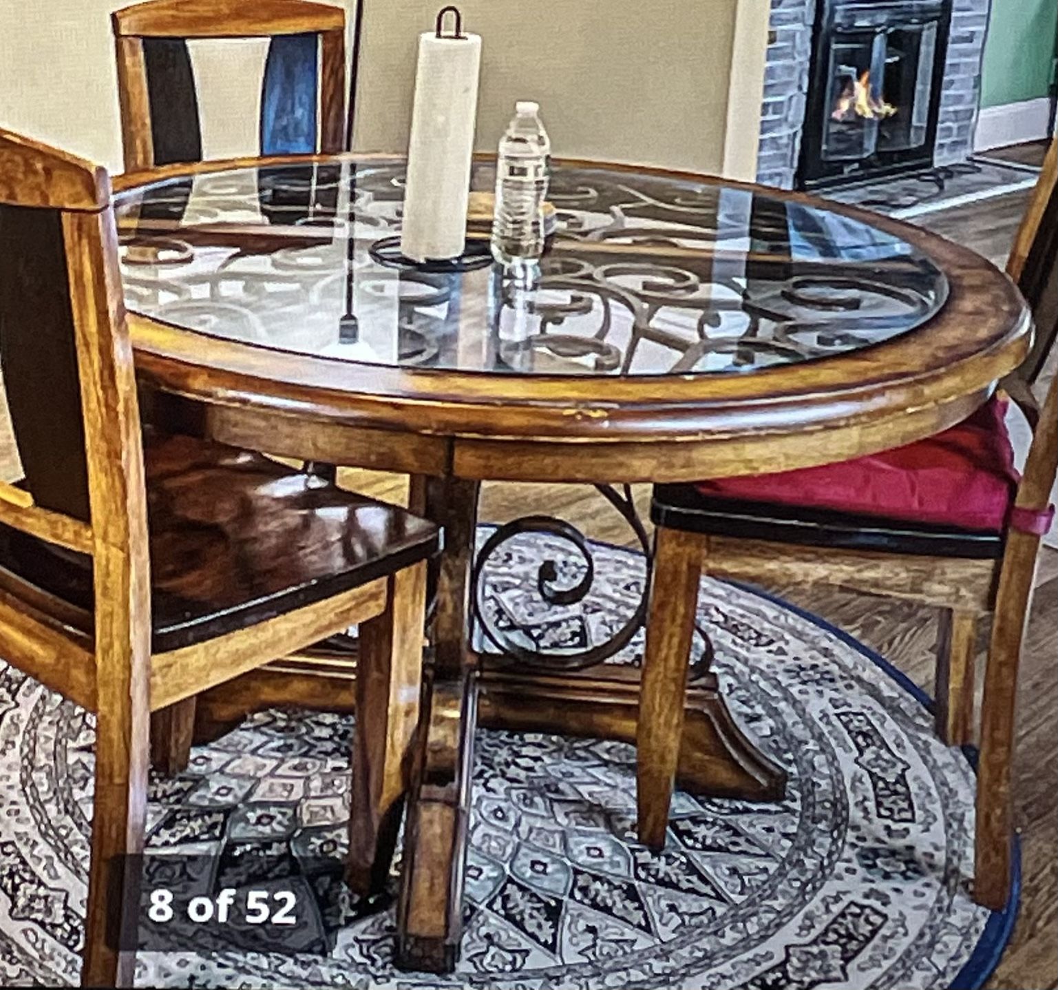 Solid Wood Dining Table With Glass Top - FREE