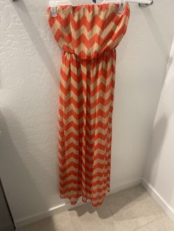 Orange And Tan Striped Dress 🧡