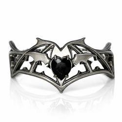 ALCHEMY GOTHIC “Mircalla” Bat Choker – Pewter with Black Swarovski Crystal - Vintage