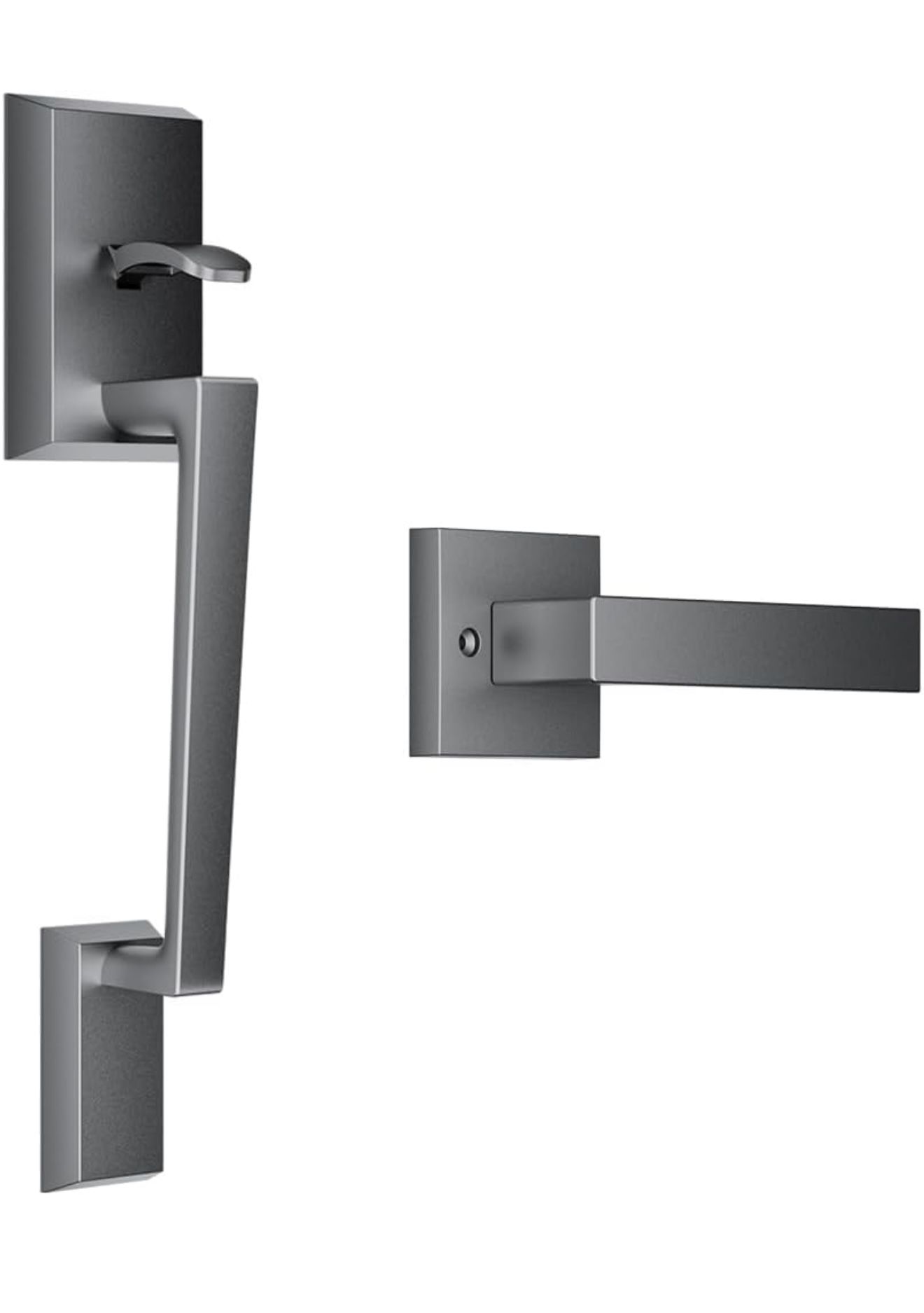 TCL Front Door Handle Set for D2 Series Smart Lock, Exterior Handleset with Interior Reversible Lever, Non-Locking, Fits Standard Doors, Dark Grey  Ma