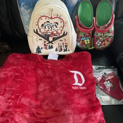 Disney Parks Mickey and Minnie Mouse Holiday Mini Backpack Set NWT Spirit Jersey Adults - DISNEYLAND MICKEY MOUSE ICON HOLIDAY PLUSH - RED size Medium