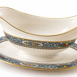 Lenox Autumn Fine China Gravy Boat with Underplate – Gold Trim – Made in USA