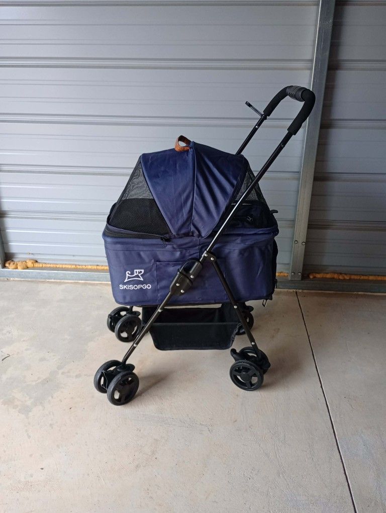 SKISOPGO Dog Stroller Pet Stroller Foldable Cat Stroller for Travel 4 Wheels Puppy Stroller