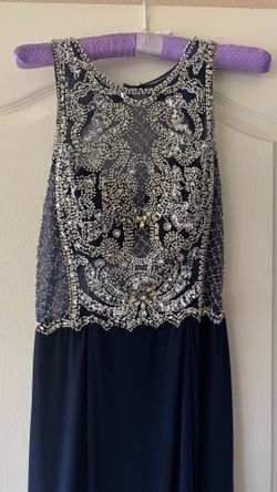 Beautiful ballroom dress - navy with silver beaded top