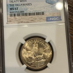 2013-P Native American Dollar – Treaty with the Delawares – NGC MS67