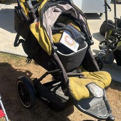 Phil & Teds Dot Inline Double Jogger Stroller + Accessories 