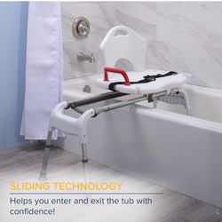 NEW- Adjustable, Sliding Shower, Bench Seat