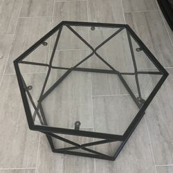 Black Metal And Glass Small Coffee Table Or End Table