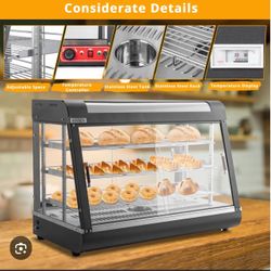 ROVSUN 3-Tier 35" Countertop Heated Display Case with Sliding Doors