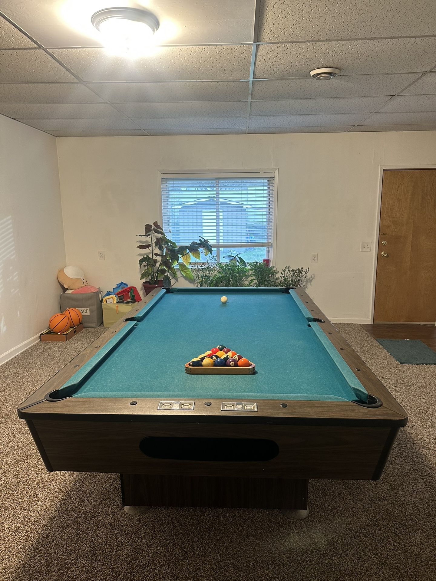 Pool Table + Accessories + Cue Wall Rack