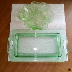 Antique Green Depression Glass Set